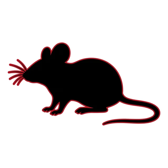 Black silhouette of a mouse with a red outline